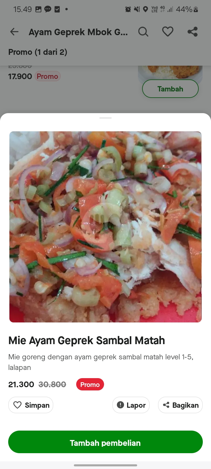 Mie Ayam Geprek Sambal Matah