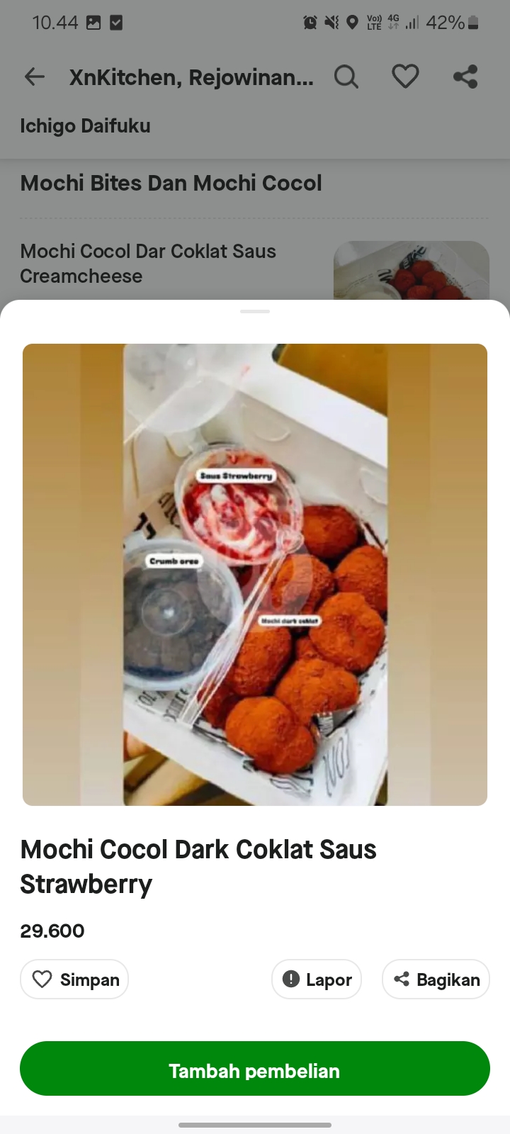 Mochi Cocol Dark Coklat Saus Strawberry