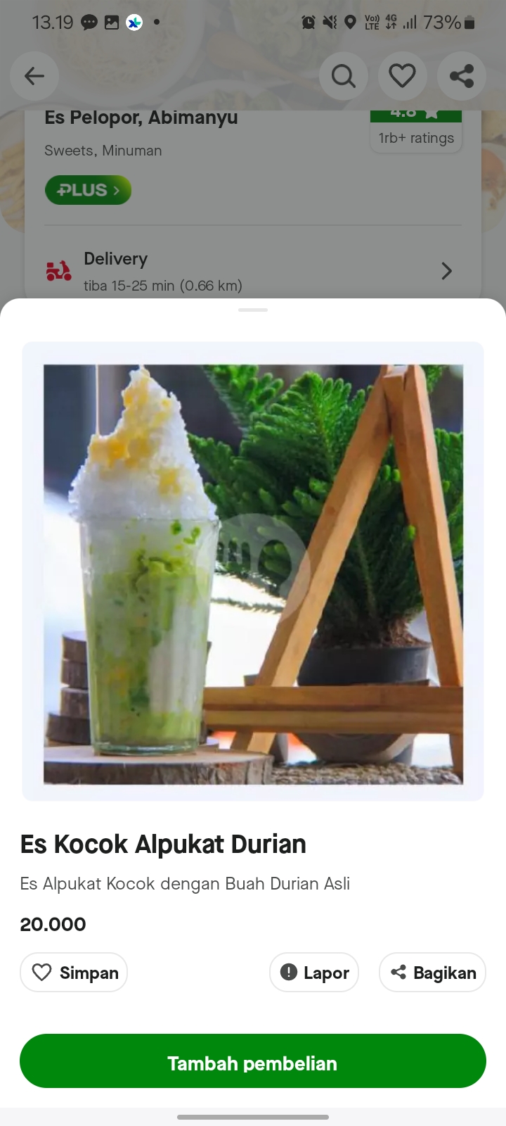 Es Kocok Alpukat Durian