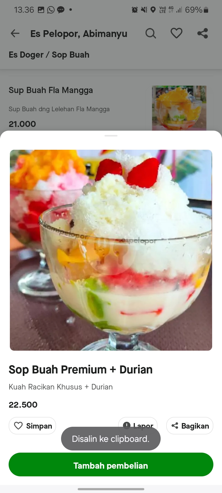 Sop Buah Premium + Durian