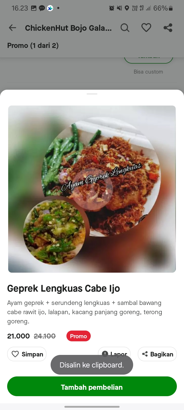 Geprek Lengkuas Cabe Ijo