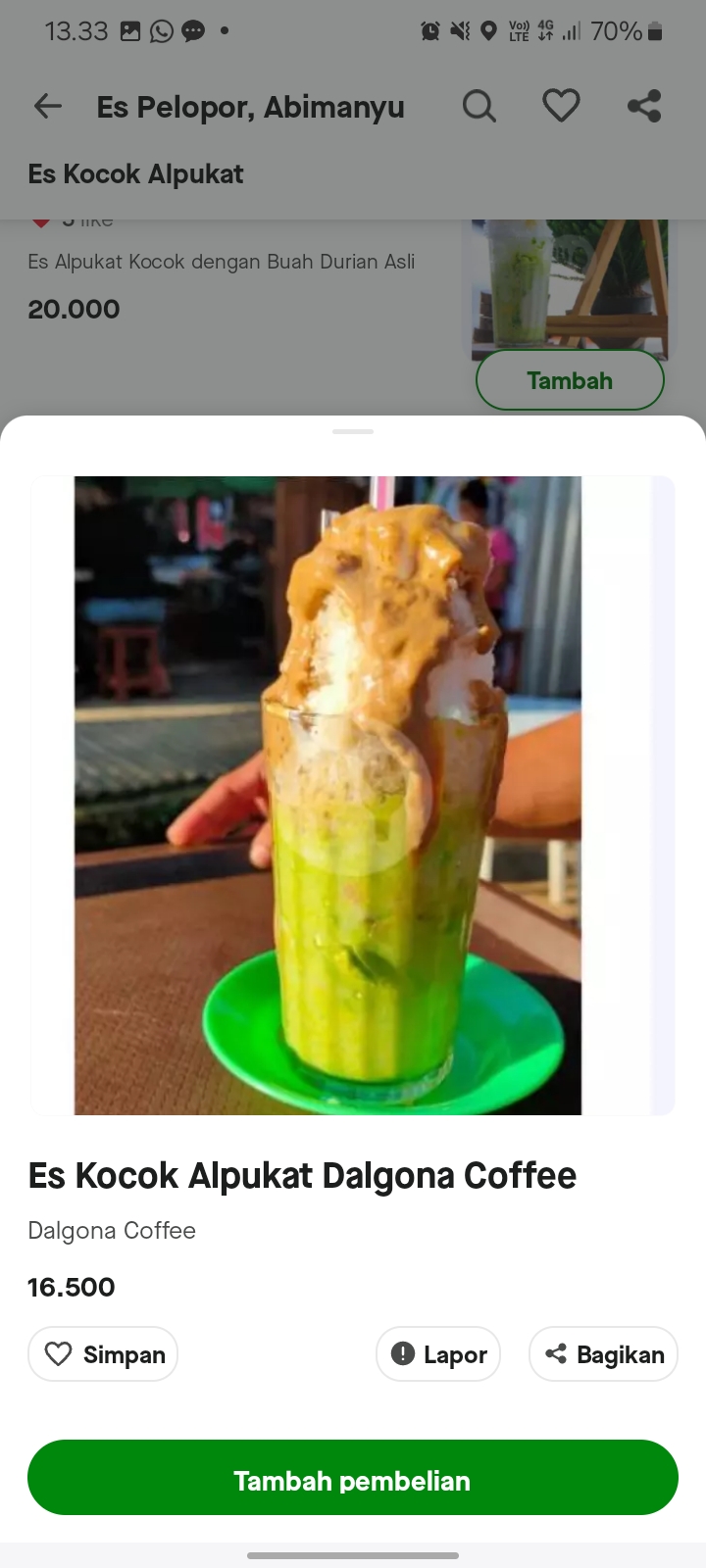 Es Kocok Alpukat Dalgona Coffee