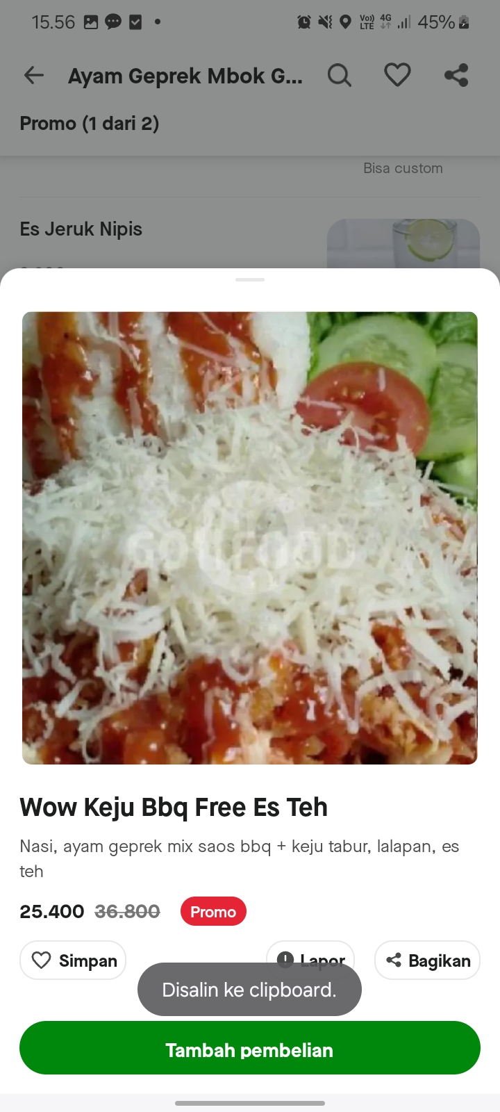 Wow Keju Bbq Free Es Teh