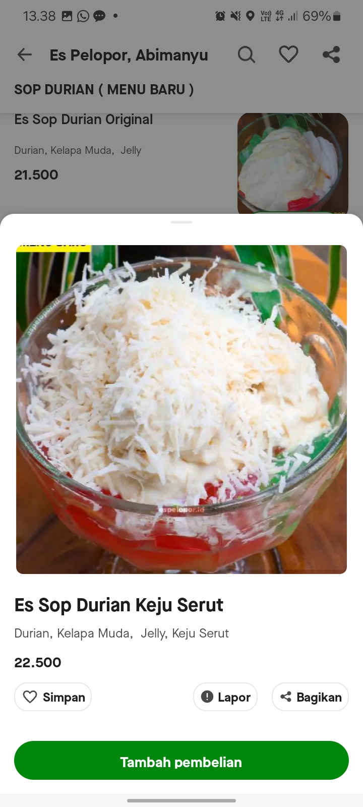 Es Sop Durian Keju Serut