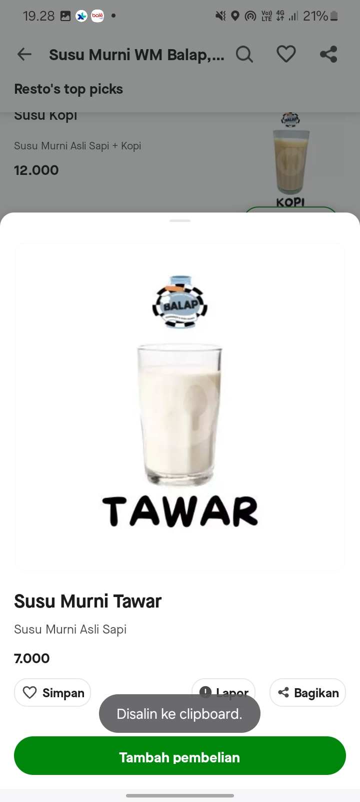 Susu Murni Tawar