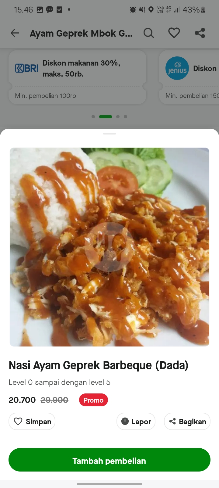 Nasi Ayam Geprek Barbeque (Dada)