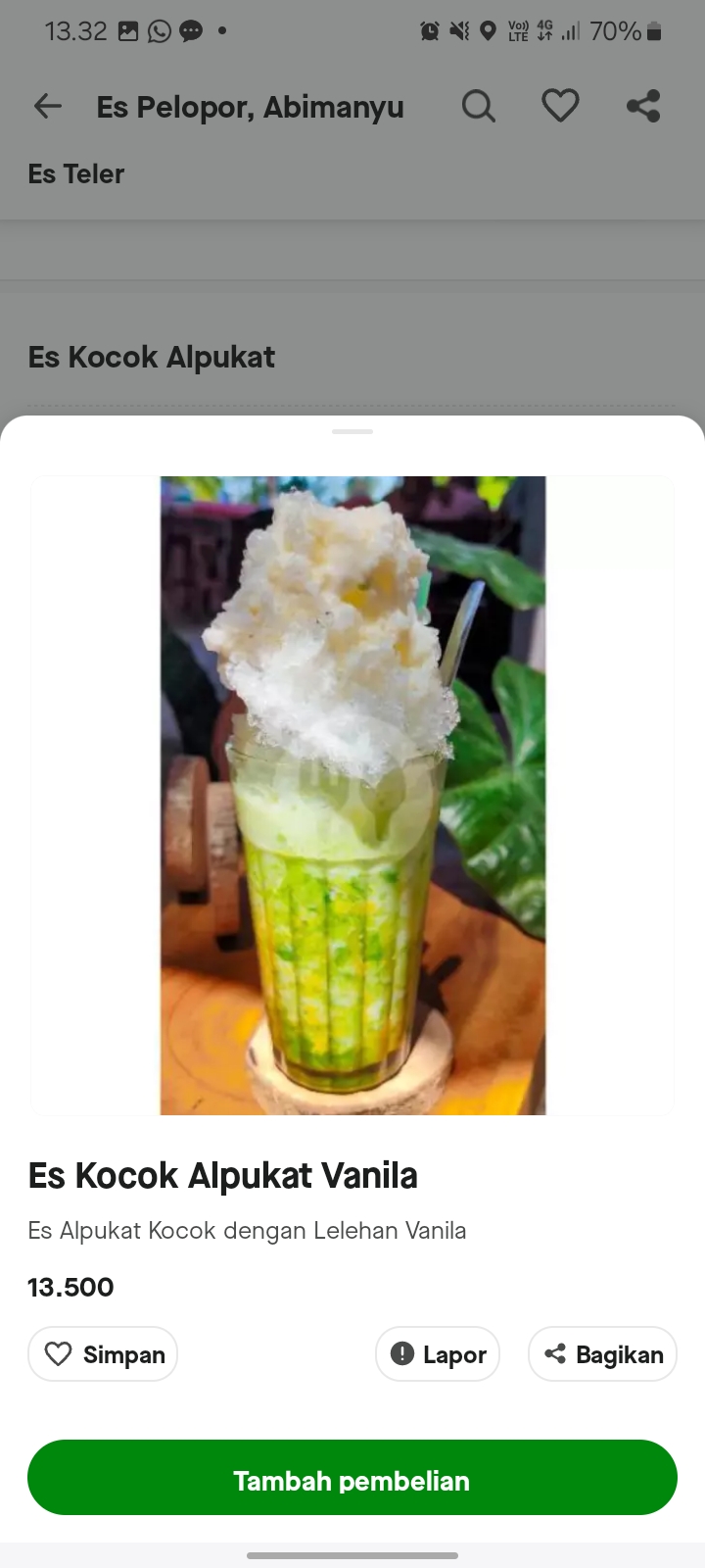 Es Kocok Alpukat Vanila